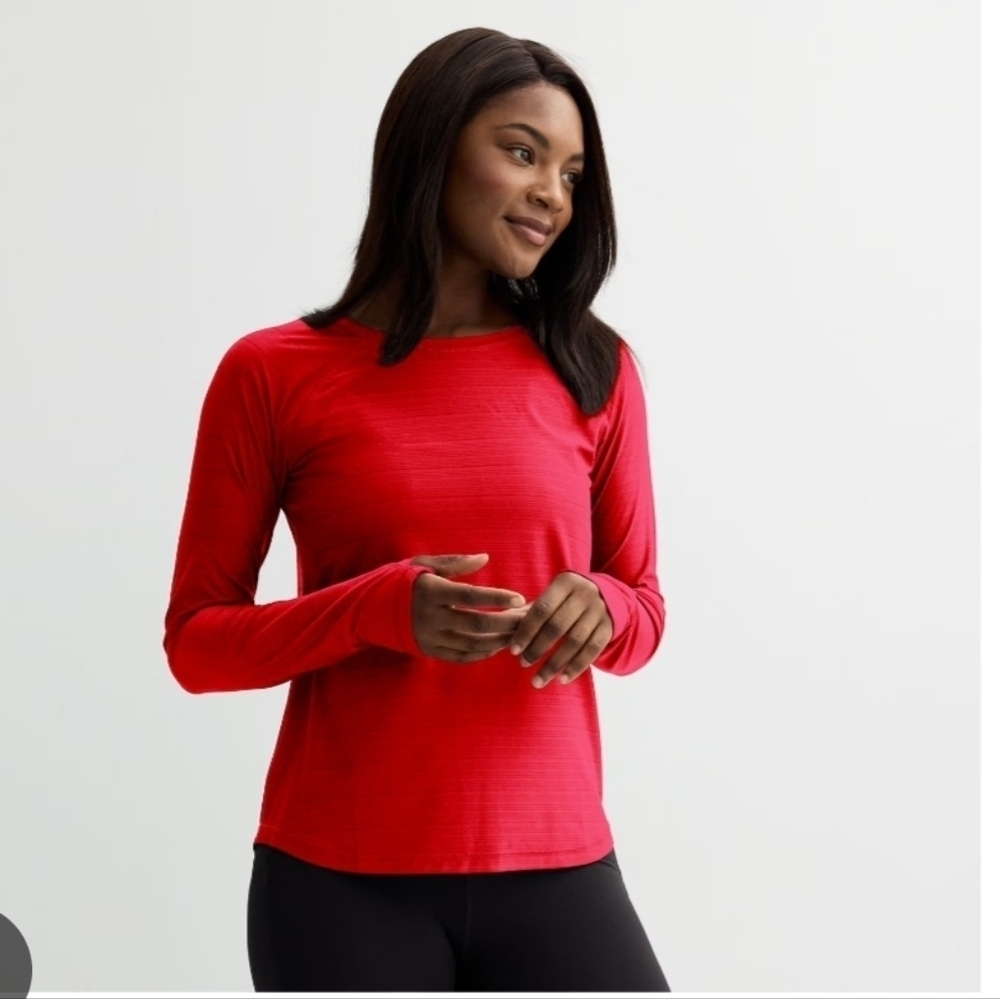 Tek Gear  Mesh Active Long Sleeve Athletic Wicking Tee xl Nwot Red